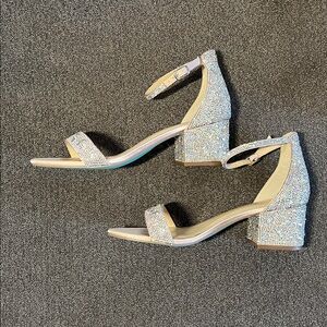 Betsey Johnson Mari Sandal Women's Size 10 W Champagne Rhinestone Block Heel